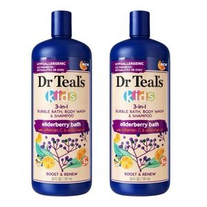 Dr Teal's - Kids 3-in-1 Bubble Bath Body Wash Shampoo 20 oz Elderberry